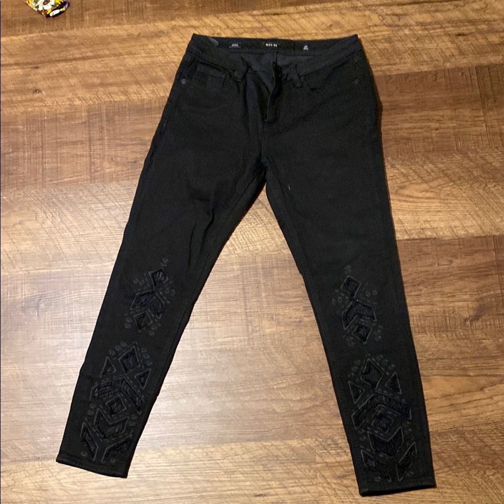 Black Embroidered Jeans